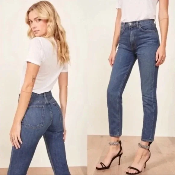 REFORMATION Julia High Cigarette Jean Baltic Wash Size 25 - Picture 1 of 12